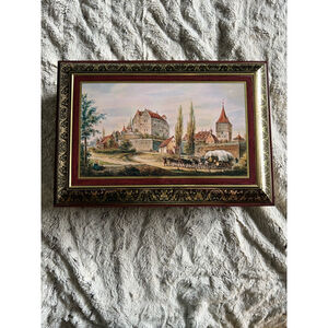 Vintage E. Otto Schmidt Decorative Tin Box with Hinged Lid Made in Germany